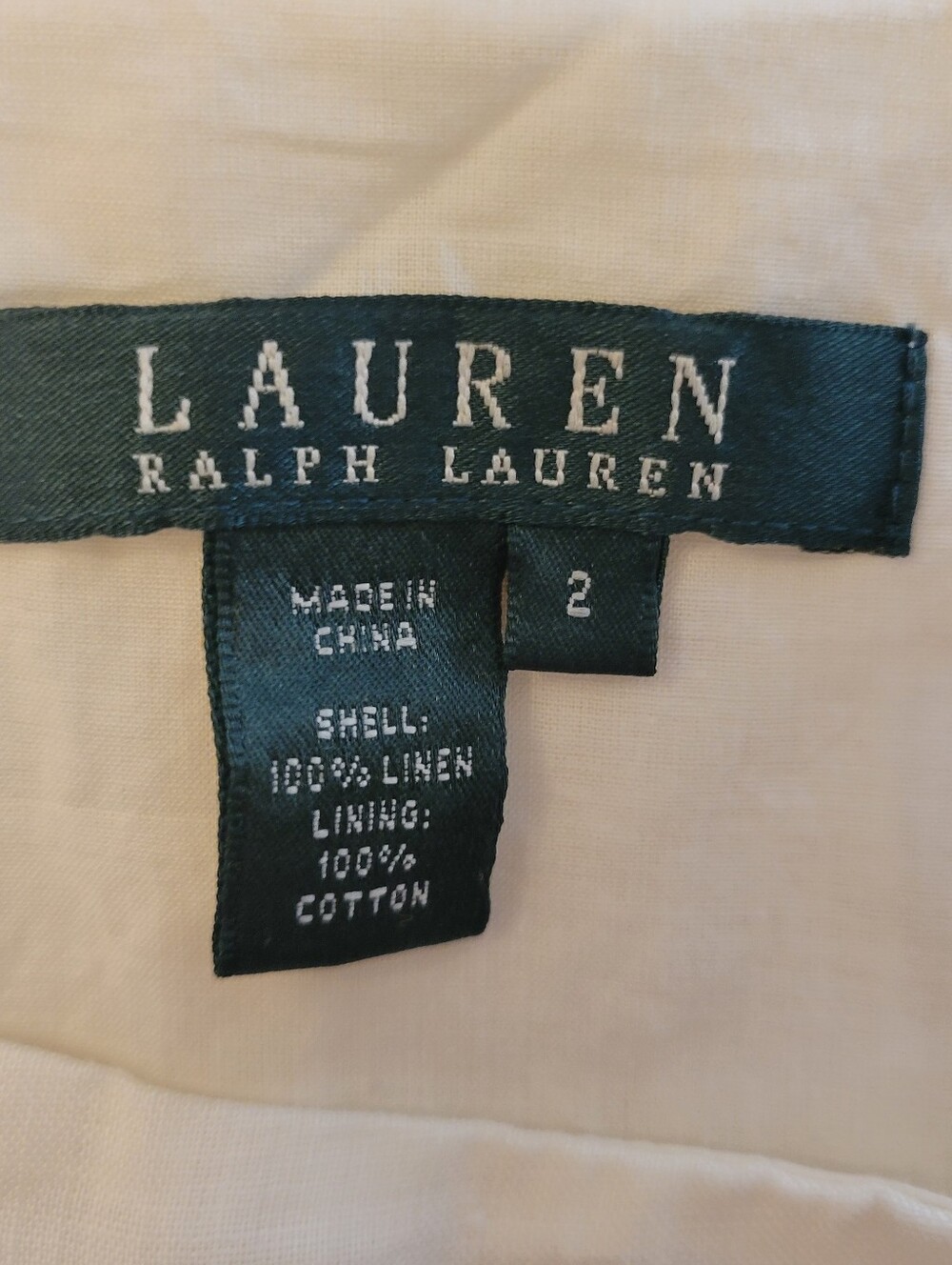 Lauren by Ralph Lauren Cream & Black Linen Full Skirt Size 2 - Picture 3 of 3